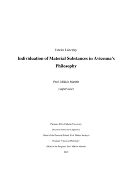 Individuation of Material Substances in Avicenna's Philosophy
