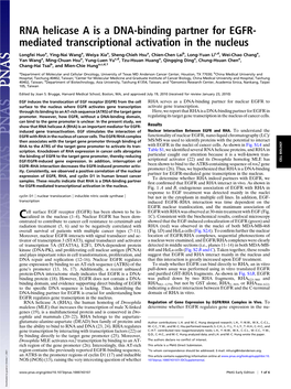 RNA Helicase a Is a DNA-Binding Partner for EGFR- Mediated Transcriptional Activation in the Nucleus