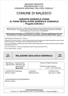 Relazione Geologica Generale Geo 1