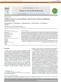 Shellfish Resources Around Madras Atomic Power Station Kalpakkam