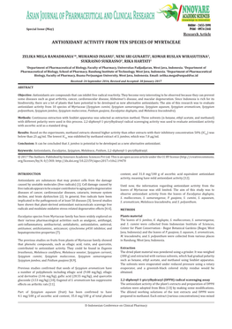 Antioxidant Activity from Ten Species of Myrtaceae