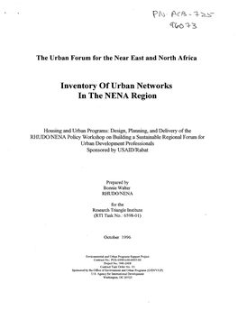 Inventory Ofurban Networks in the NENA Region