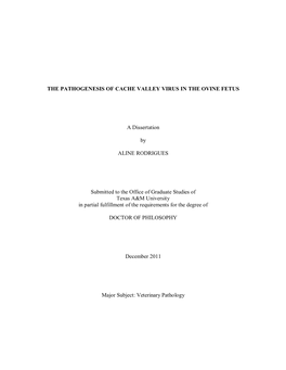 The Pathogenesis of Cache Valley Virus in the Ovine Fetus