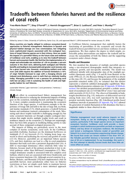 Tradeoffs Between Fisheries Harvest and the Resilience of Coral Reefs