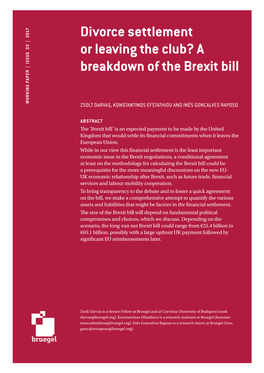 Divorce Settlement Or Leaving the Club? a Breakdown of the Brexit Bill