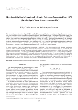 Revision of the South American Freshwater Fish Genus Laemolyta Cope, 1872 (Ostariophysi: Characiformes: Anostomidae)