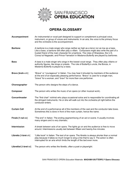 MADAMA BUTTERFLY Opera Glossary