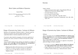 Block Ciphers and Modes of Operation