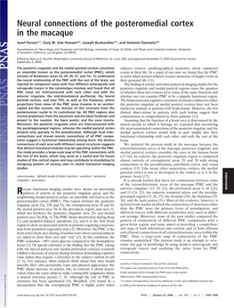 Neural Connections of the Posteromedial Cortex in the Macaque