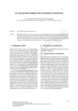 AN Osgi BASED MOBILE DEVELOPMENT OVERVIEW