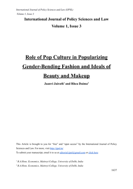 Role of Pop Culture in Popularizing Gender-Bending Fashion and Ideals of Beauty and Makeup