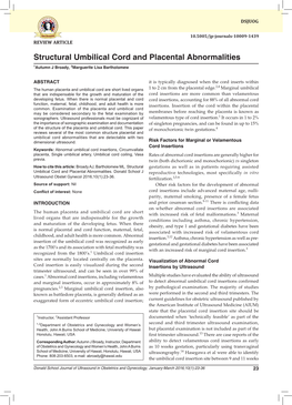 Structural Umbilical Cord and Placental Abnormalities 1Autumn J Broady, 2Marguerite Lisa Bartholomew