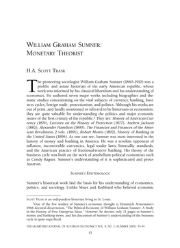 William Graham Sumner: Monetary Theorist