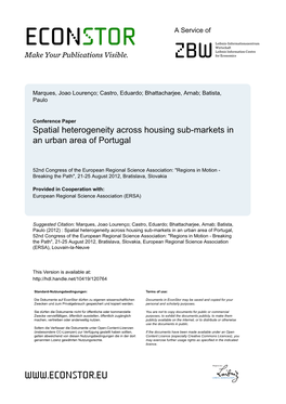 Spatial Heterogeneity Across Housing Sub-Markets in an Urban Area of Portugal