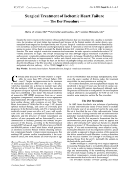 Surgical Treatment of Ischemic Heart Failure the Dor Procedure