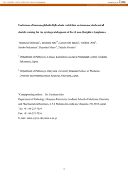 1 Usefulness of Immunoglobulin Light-Chain Restriction On