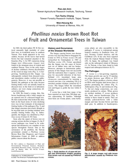 Phellinus Noxius Brown Root Rot of Fruit and Ornamental Trees in Taiwan