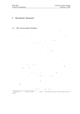 1 Stochastic Demand