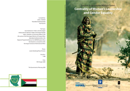 CENTRALITY of WOMEN's LEADERSHIP and GENDER EQUALITY to the Mdgs in SUDAN 24 (Nyaradzai Gumbonzvanda)