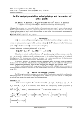 An Ehrhart Polynomial for a Dual of a Convex Polytope