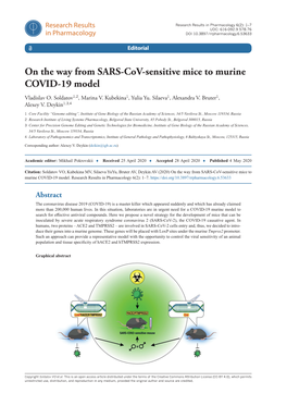 On the Way from SARS-Cov-Sensitive Mice to Murine COVID-19 Model