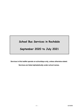 School Bus Services in Rochdale September 2020 to July 2021