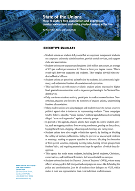 State of the Unions PAPER BRIEFING How to Restore Free Association and Expression, Combat Extremism and Make Student Unions Effective
