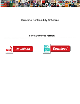 Colorado Rockies July Schedule