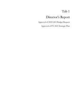 Tab 1 Director's Report