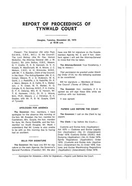 Report of Proceedings of Tynwald Court