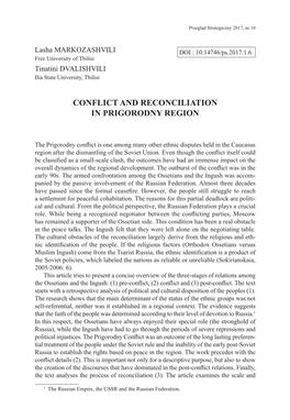 Conflict and Reconciliation in Prigorodny Region