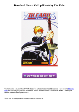 Download Bleach Vol 1 Pdf Book by Tite Kubo