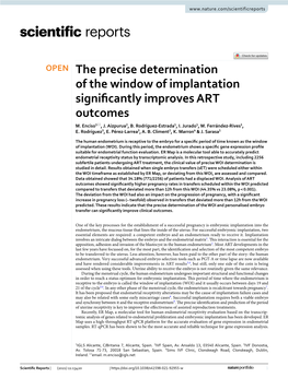 The Precise Determination of the Window of Implantation Significantly