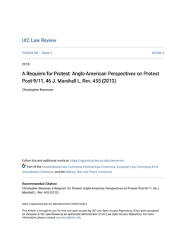 A Requiem for Protest: Anglo-American Perspectives on Protest Post-9/11, 46 J