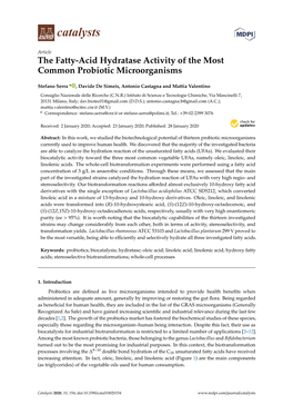 The Fatty-Acid Hydratase Activity of the Most Common Probiotic Microorganisms