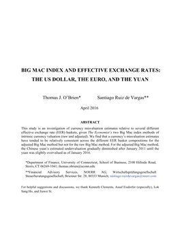 Big Mac Index and Effective Exchange Rates: the Us Dollar, the Euro, and the Yuan