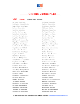 Celebrity Customer List