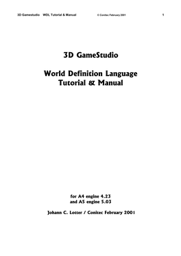 3D Gamestudio Manual