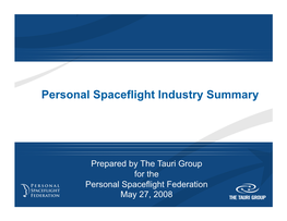 Personal Spaceflight Industry Summary