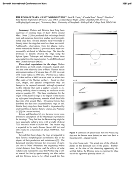 THE RINGS of MARS: AWAITING DISCOVERY? Jared R. Espley1, Claudia Knez2, Doug P