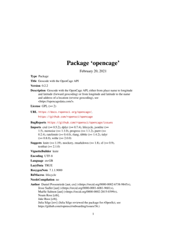 Package 'Opencage'