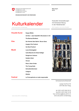 Kulturkalender in Den Niederlanden