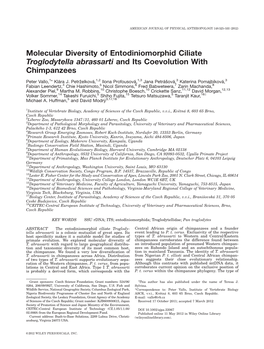 Molecular Diversity of Entodiniomorphid Ciliate Troglodytella Abrassarti and Its Coevolution with Chimpanzees