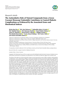 The Antioxidative Role of Natural Compounds from a Green Coconut