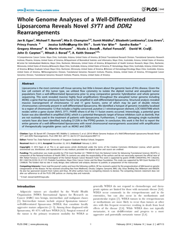 Whole Genome Analyses of a Well-Differentiated Liposarcoma Reveals Novel SYT1 and DDR2 Rearrangements