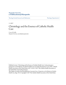 Christology and the Essence of Catholic Health Care Conor M