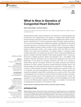 What Is New in Genetics of Congenital Heart Defects?