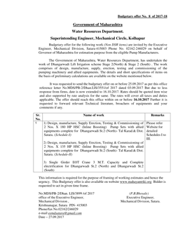Government of Maharashtra Water Resources Department