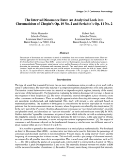 The Interval Dissonance Rate: an Analytical Look Into Chromaticism of Chopin’S Op