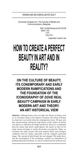 How to Create a Perfect Beauty in Art and in Reality?